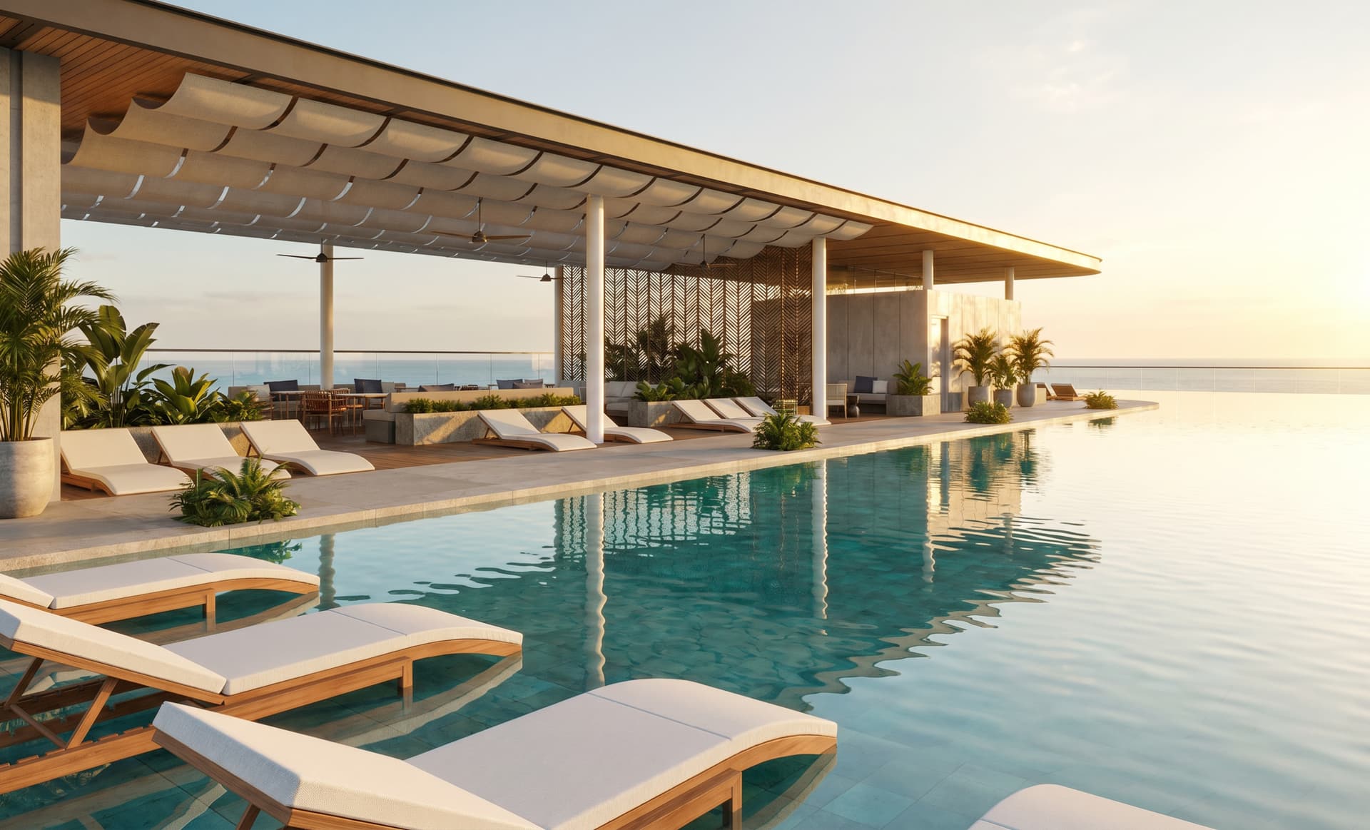 Piscina infinita del rooftop de Calaos